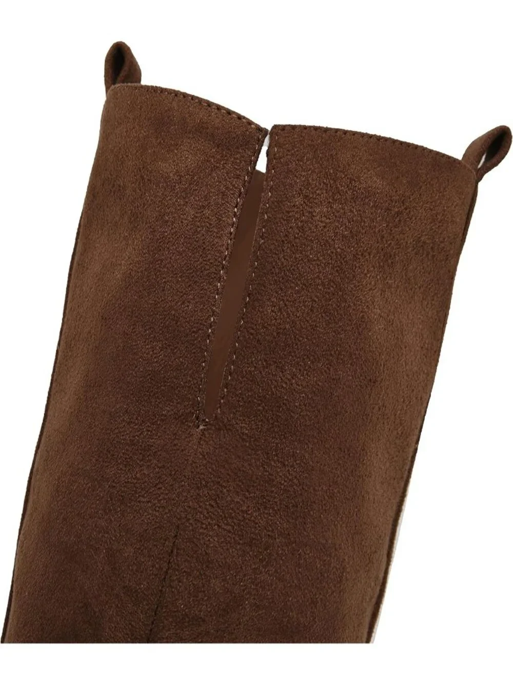 Women's Coffee Faux Suede Side Zipper Chunky Heel Stretch Over The Knee Boots